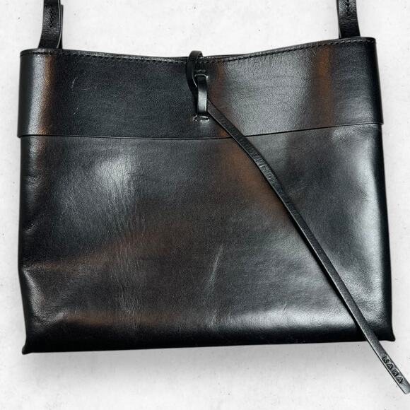Kara Tie Crossbody Bag Classic‎ Black Leather Handbag Shoulder Purse